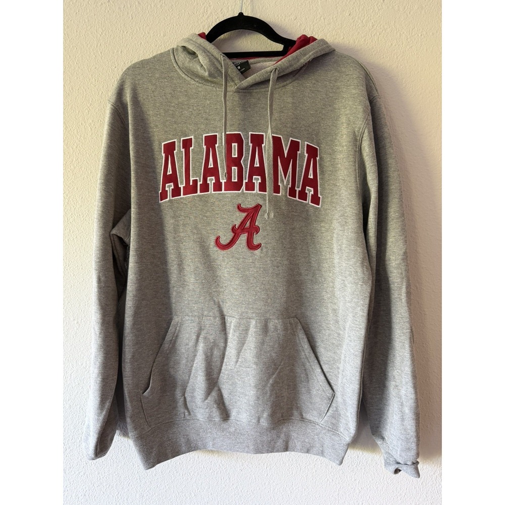Alabama Crimson Tide Men's Medium Gray Sweatshirt Colosseum Pullover Hoodie‎ EUC